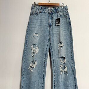 NWT | High-Rise Distressed 90s Baggy Wide-Leg Jeans